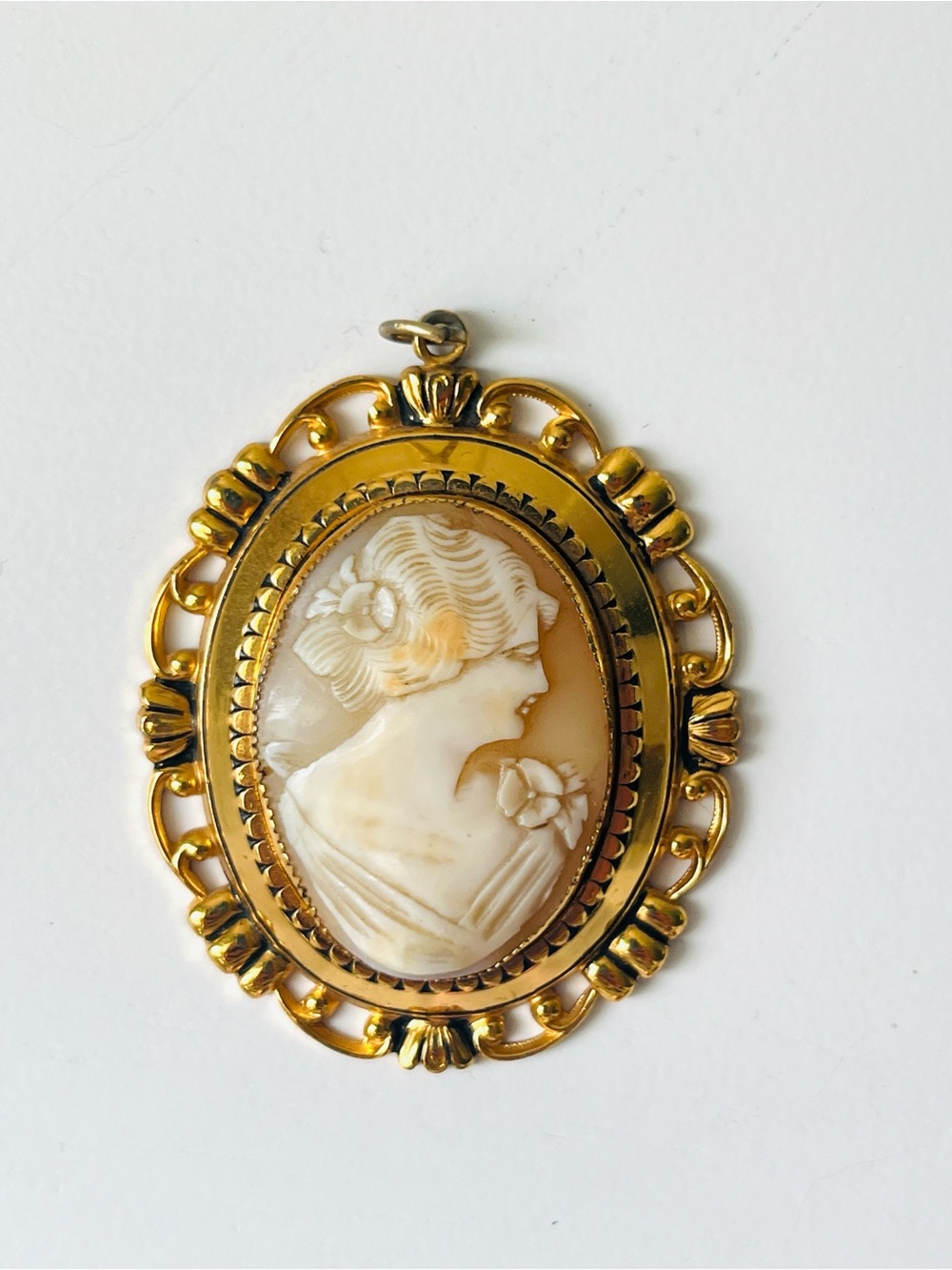 Vintage Large Gold Cameo Pendant for Necklaces Victorian Style